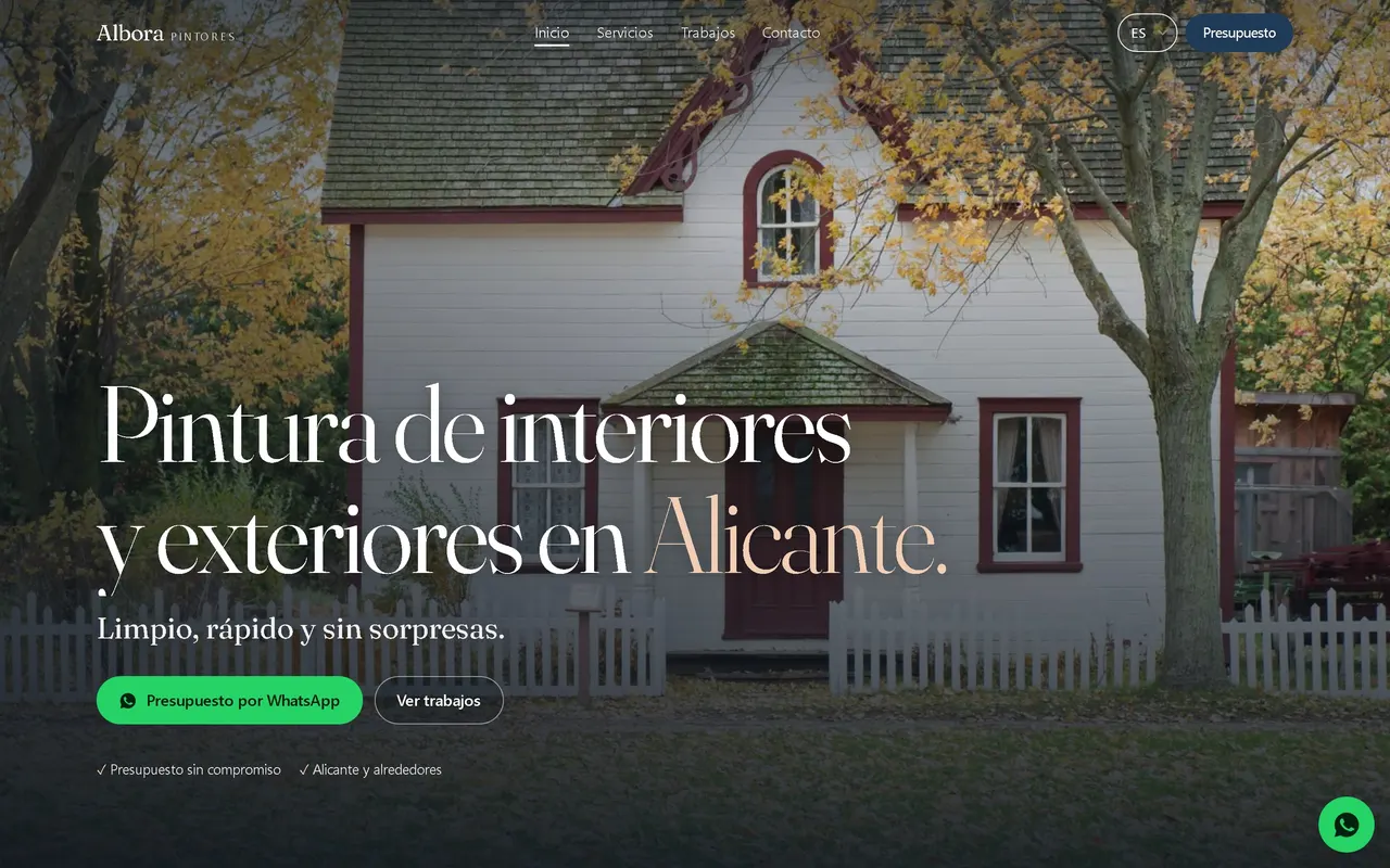 Web de empresa de pintura en un ordenador