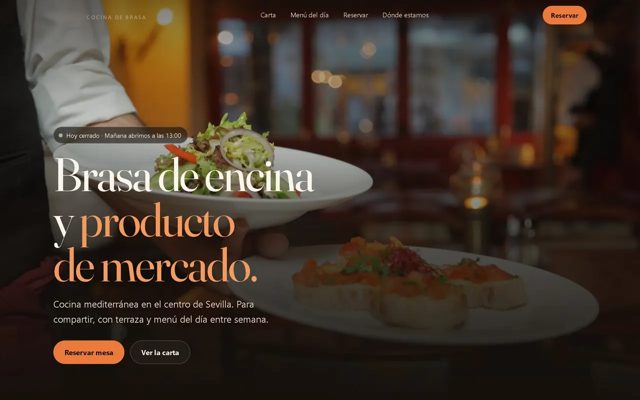 Web de restaurante en un ordenador